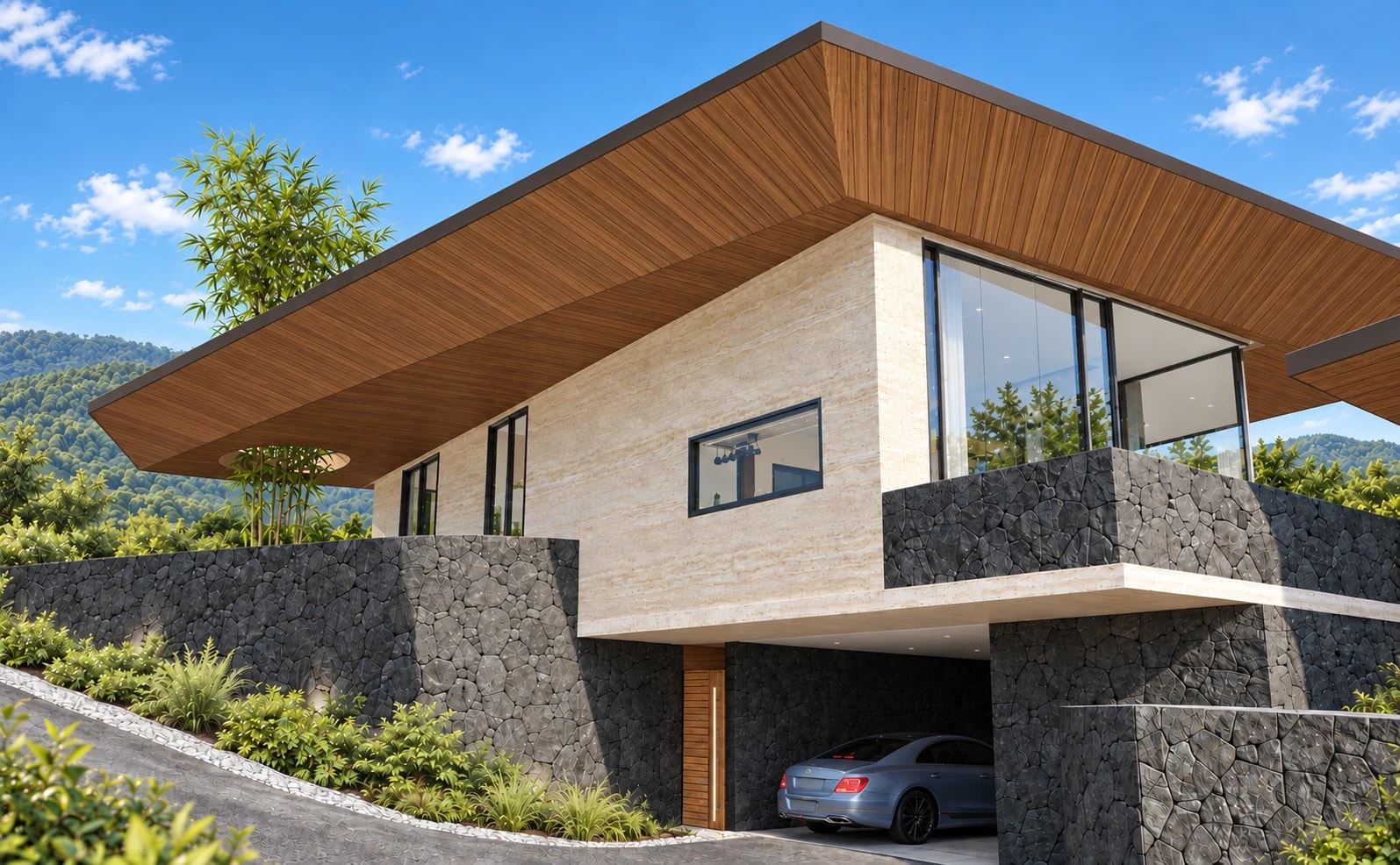 Spring residence garage exterior