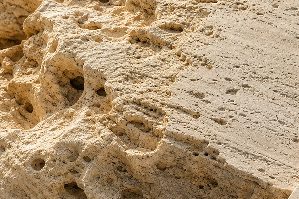 Raw porous limestone