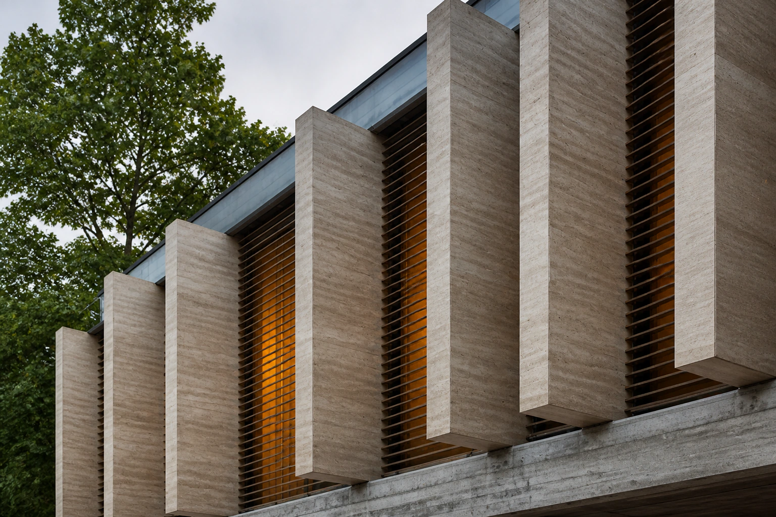Deep stone facade fins
